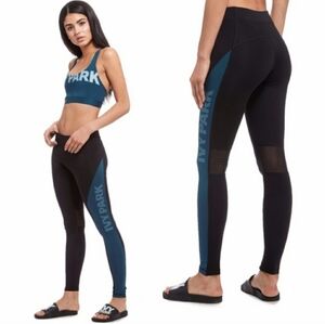 COPY - Ivy Park Logo Panel Mesh Leggings in Teal/Black